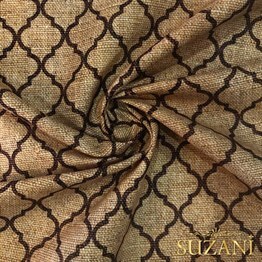 Çuval Zemin Kahve Moroccan Desenli Dijital Baskılı Kumaş