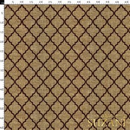 Çuval Zemin Kahve Moroccan Desenli Dijital Baskılı Kumaş