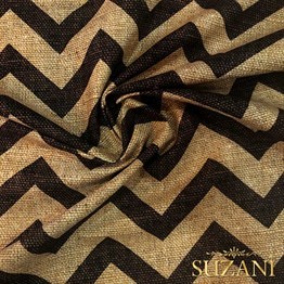 Çuval Zemin Kahve Zigzag Desenli Dijital Baskılı Kumaş