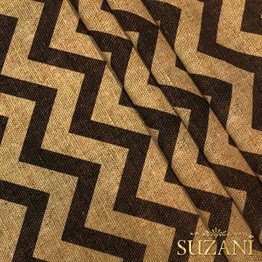 Çuval Zemin Kahve Zigzag Desenli Dijital Baskılı Kumaş