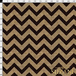 Çuval Zemin Kahve Zigzag Desenli Dijital Baskılı Kumaş