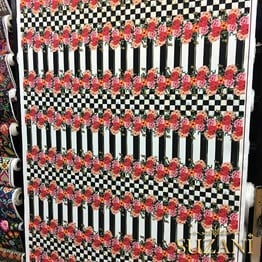 Damalı Çiçekli Dikey Çizgili Kumaş