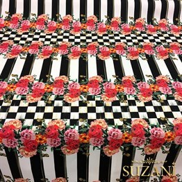 Damalı Çiçekli Dikey Çizgili Kumaş