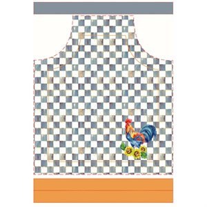 Damalı Horoz Desenli Mutfak Önlüğü Kumaşı