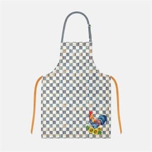 Damalı Horoz Desenli Mutfak Önlüğü Kumaşı