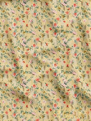 Damask Çiçek Desenli Dijital Baskılı Kumaş