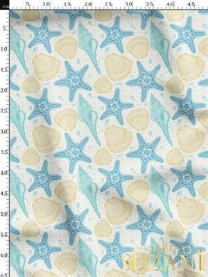 Deniz Yıldızı Desenli Dijital Baskılı Kumaş