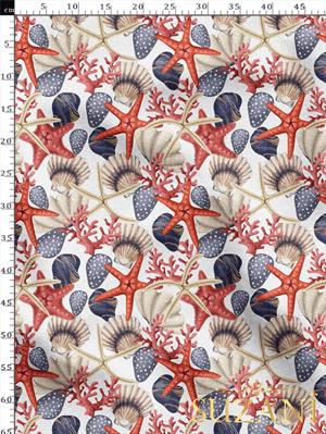 Deniz Yıldızı Desenli Dijital Baskılı Kumaş