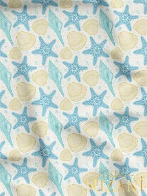 Deniz Yıldızı Desenli Dijital Baskılı Kumaş