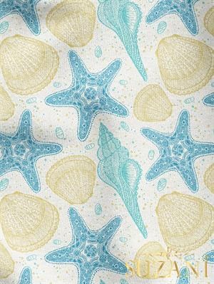 Deniz Yıldızı Desenli Dijital Baskılı Kumaş