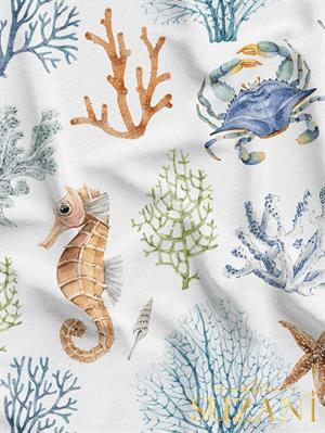 Denizatı Desenli Dijital Baskılı Kumaş