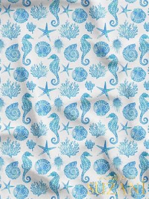 Denizatı Desenli Dijital Baskılı Kumaş