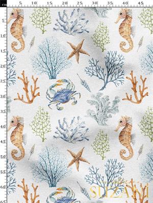 Denizatı Desenli Dijital Baskılı Kumaş