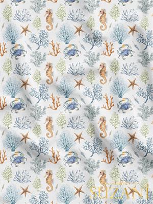 Denizatı Desenli Dijital Baskılı Kumaş