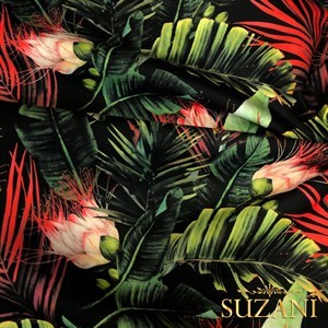 Egzotik Çiçek Desenli Dijital Baskılı Kumaş