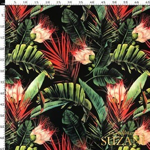 Egzotik Çiçek Desenli Dijital Baskılı Kumaş