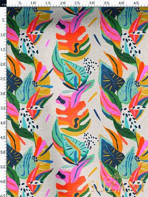 Egzotik Çiçekli Desenli Dijital Baskılı Kumaş