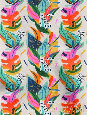 Egzotik Çiçekli Desenli Dijital Baskılı Kumaş