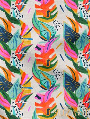 Egzotik Çiçekli Desenli Dijital Baskılı Kumaş