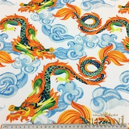 Ejderha ve Bulutlar Desenli Kumaş