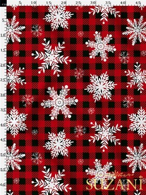 Ekose Yılbaşı Desenli Dijital Baskılı Kumaş