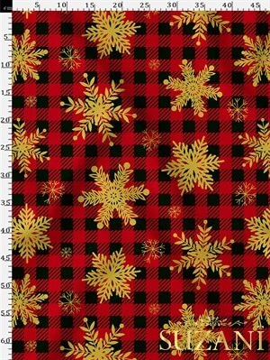 Ekose Yılbaşı Desenli Dijital Baskılı Kumaş