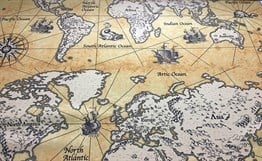 Eskitme Dünya Haritası Desenli Kumaş