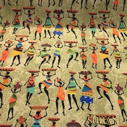 Eskitme Zemin Afrikalı Kadınlar Desen Otantik Kumaş