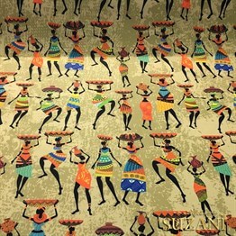 Eskitme Zemin Afrikalı Kadınlar Desen Otantik Kumaş