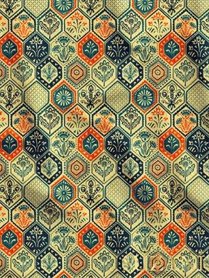 Etnik Çiçek Desenli Dijital Baskılı Kumaş