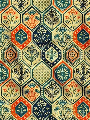 Etnik Çiçek Desenli Dijital Baskılı Kumaş