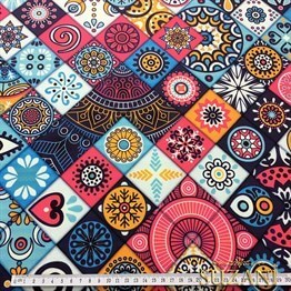 Etnik Çini Desenli Kumaş