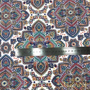 Etnik Mandala Desenli Dijital Baskılı Kumaş