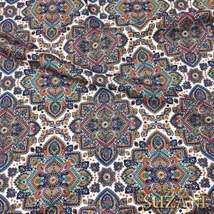 Etnik Mandala Desenli Dijital Baskılı Kumaş