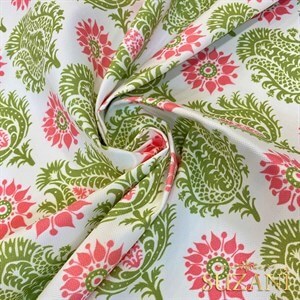 Fıstık Yeşili Damask Desenli Dijital Baskılı Kumaş