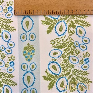 Fıstık Yeşili Motifli Çizgi Desenli Dijital Baskılı Kumaş