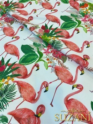 Flamingo Desenli Dijital Baskılı Kumaş