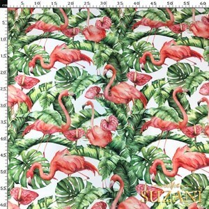 Flamingo Desenli Dijital Baskılı Kumaş