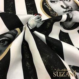 Fornasetti Desenli Çizgili Kumaş