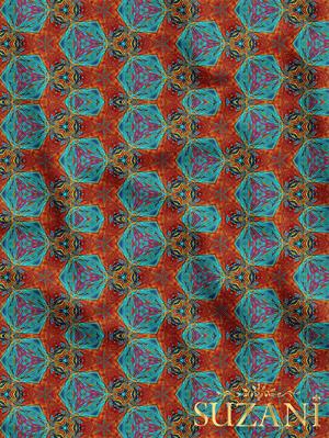 Fractal Geometrik Desenli Dijital Baskılı Kumaş