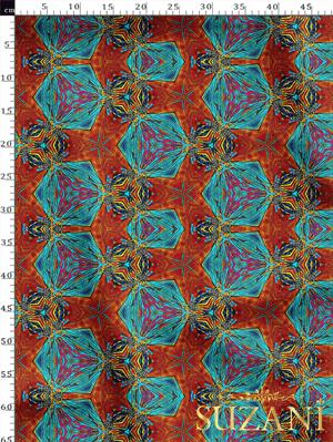 Fractal Geometrik Desenli Dijital Baskılı Kumaş