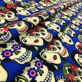 Frida Kafatası Pop Art Desenli Kumaş