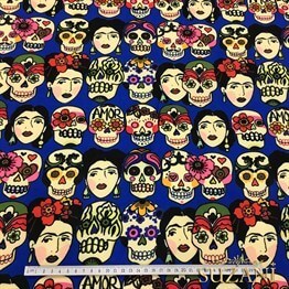 Frida Kafatası Pop Art Desenli Kumaş
