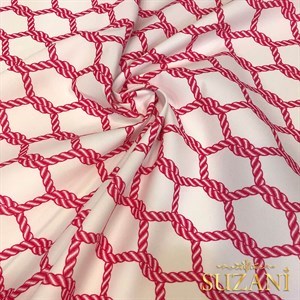 Fuşya Düğüm Desenli Dijital Baskılı Kumaş