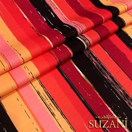 Fuşya Eskitme Çizgili Kumaş