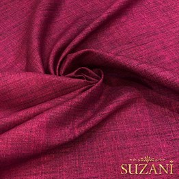 Fuşya Keten Görünümlü Dijital Baskılı Kumaş