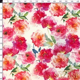 Fuşya Soft Çiçekli Dijital Baskılı Kumaş