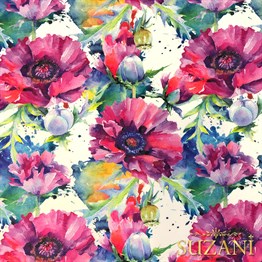 Fuşya Yaz Çiçekleri Dijital Baskılı Kumaş