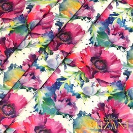 Fuşya Yaz Çiçekleri Dijital Baskılı Kumaş