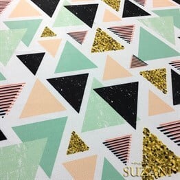 Geometrik Altın Üçgenler Desenli Kumaş